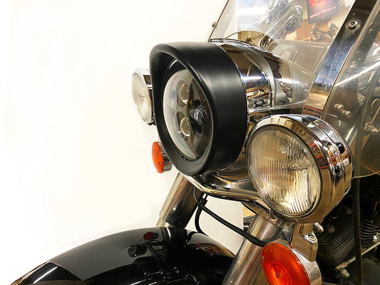 HARLEY Outer Headlamp Black Frenched Trim Ring with Visor fits 1983-2013 FLT, except tour glide and road glide 1994-UP FLHR, 2012-2016 FLD,