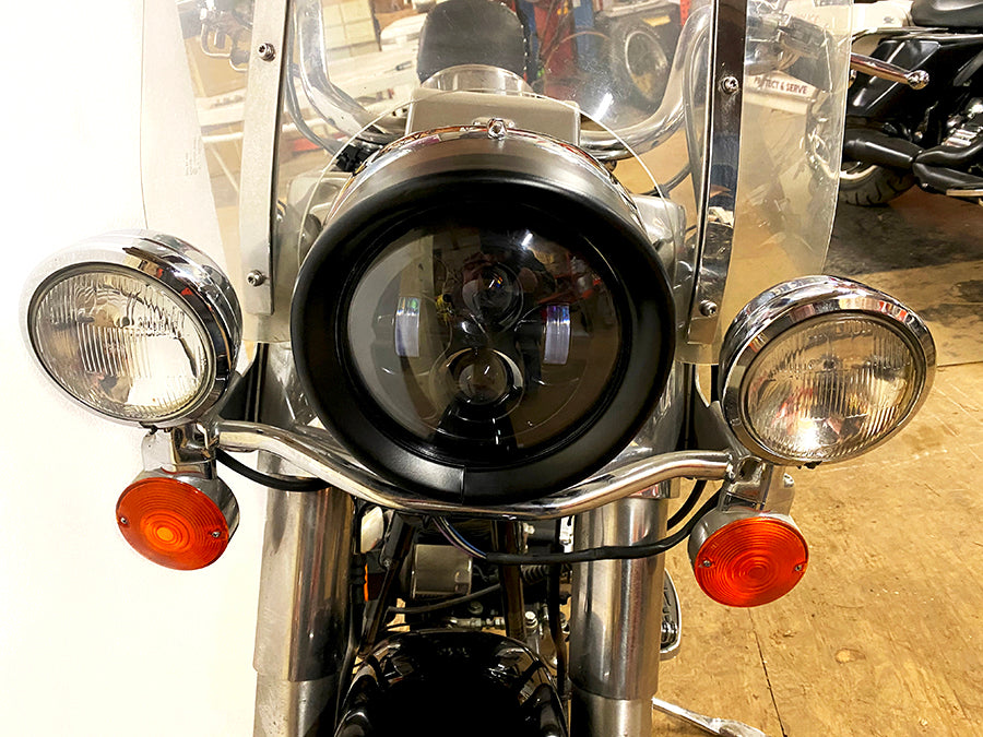 HARLEY Outer Headlamp Black Frenched Trim Ring with Visor fits 1983-2013 FLT, except tour glide and road glide 1994-UP FLHR, 2012-2016 FLD,