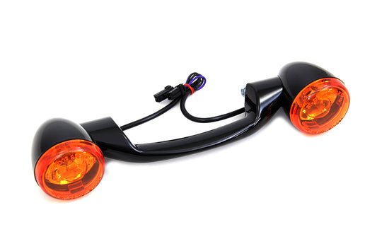 HARLEY Black Revox Blinkerträger mit Lampen, passend für 2000-2017 FLST, 1999-UP FLT, 1999-UP FLHT,