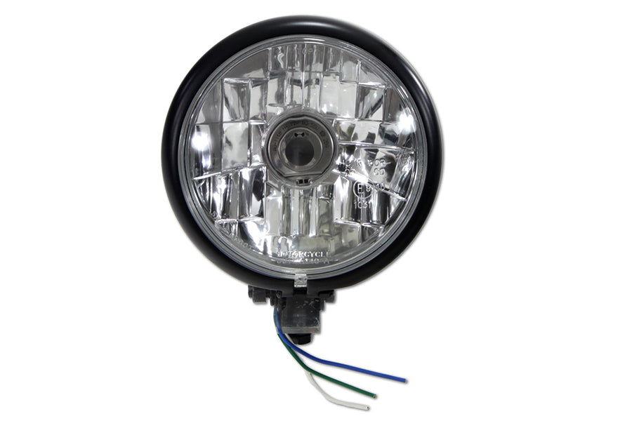 HARLEY Black 5-3/4 inch Round Faceted Headlamp Assembly fits 0- Custom,