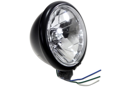 HARLEY Black 5-3/4 inch Round Faceted Headlamp Assembly fits 0- Custom,