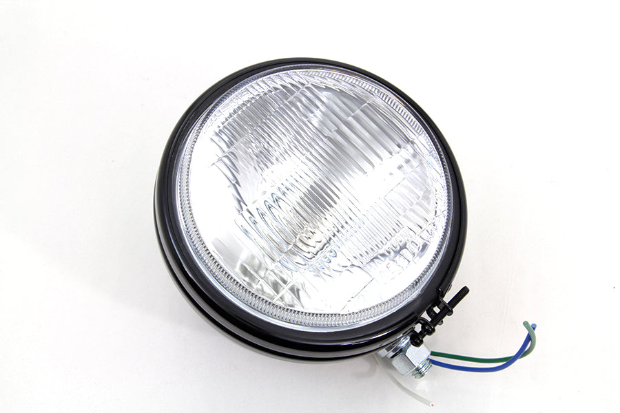 HARLEY 5-3/4 inch Round Stock Type Black Headlamp fits 1974-1994 XL, 1974-1984 FX, 1974-1984 FX,
