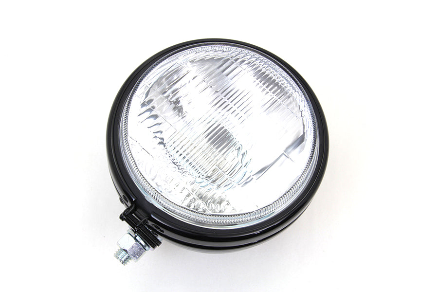HARLEY 5-3/4 inch Round Stock Type Black Headlamp fits 1960-1973 XL, 1971-1973 FX,