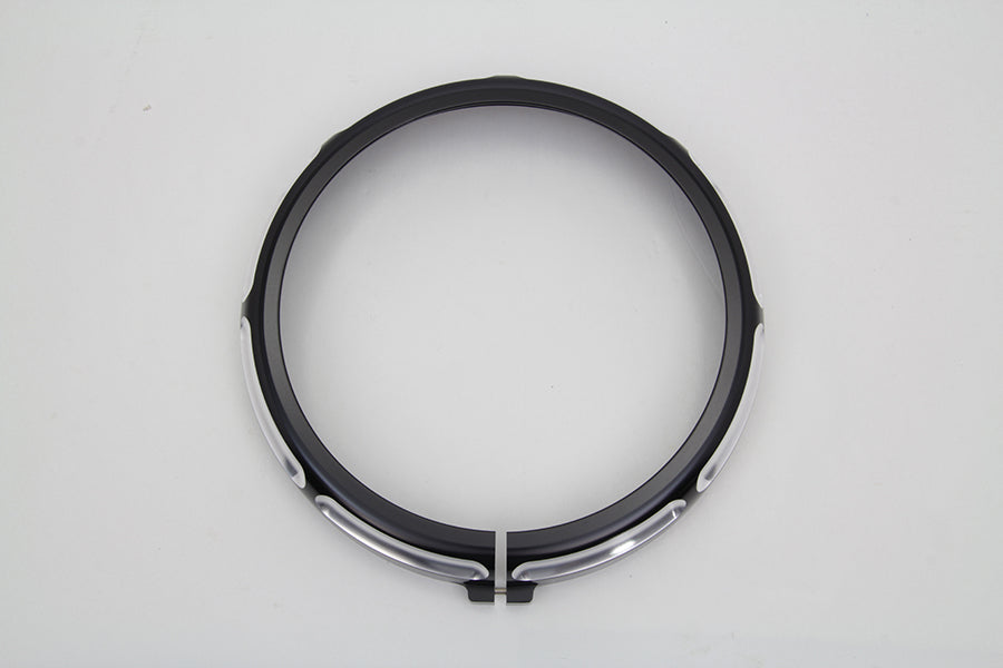 HARLEY 7 inch Black Anodize Burst Headlamp Trim Ring fits 1993-2013 FLT, 1993-2013 FLHT,