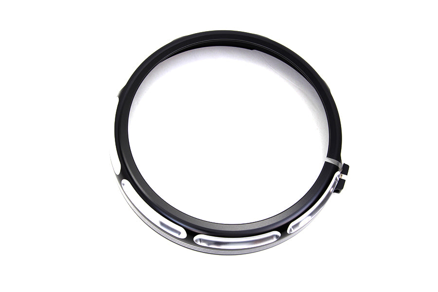 HARLEY 7 inch Black Anodize Burst Headlamp Trim Ring fits 1993-2013 FLT, 1993-2013 FLHT,