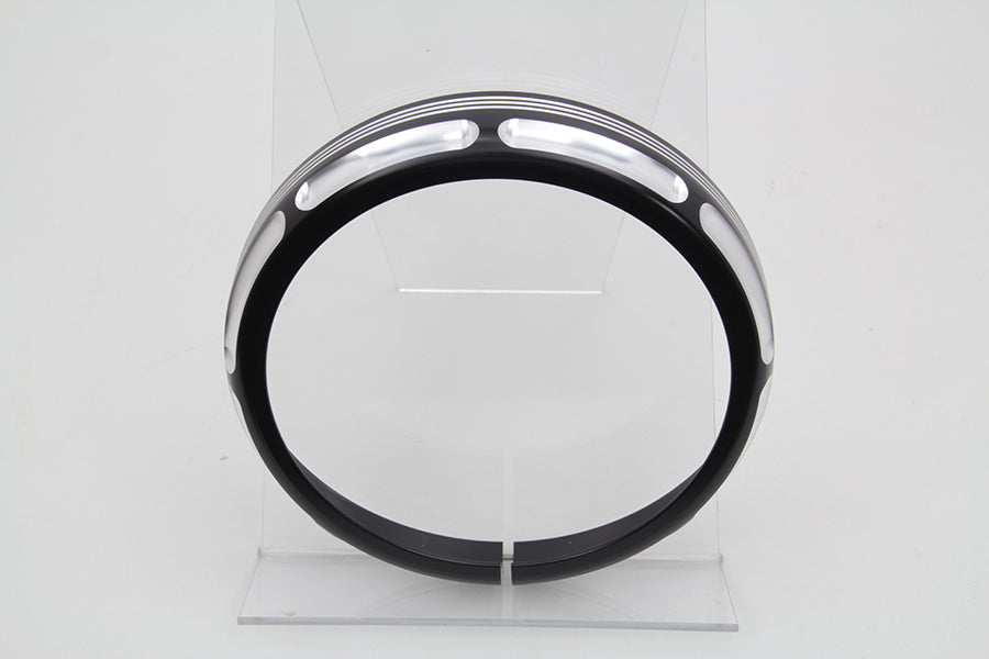 HARLEY 7 inch Black Anodize Burst Headlamp Trim Ring fits 1993-2013 FLT, 1993-2013 FLHT,