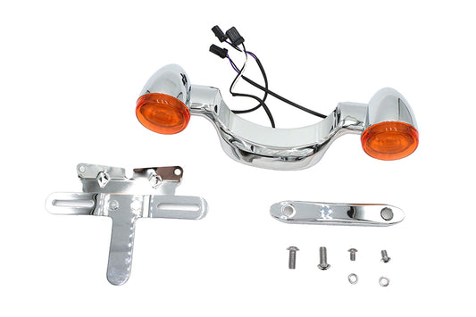 HARLEY Chrom Bullet Heckblinkerträger und Kennzeichenhalter Passend für 1999–2008 FLHR, 1999–2008 FLHT,