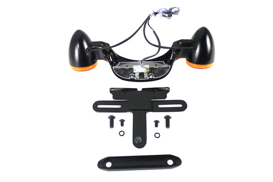 HARLEY Black Bullet Rear Turn Signal Bar and License Plate fits 1999-2008 FLHR, 1999-2008 FLHT, 1999-2008 FLHTC, 1999-2008 FLHTCU, 1999-2008