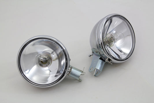 HARLEY Replica Chrome Guide Spotlamp Set 6 Volt fits 1938-1940 EL, 1941-1957 FL,