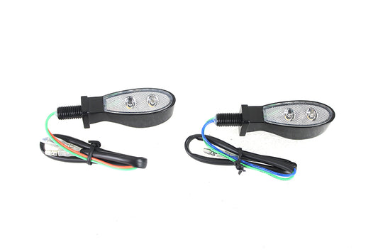 HARLEY Black Teardrop Shaped LED Turn Signal Set with Clear Lens fits 0- Custom, application
