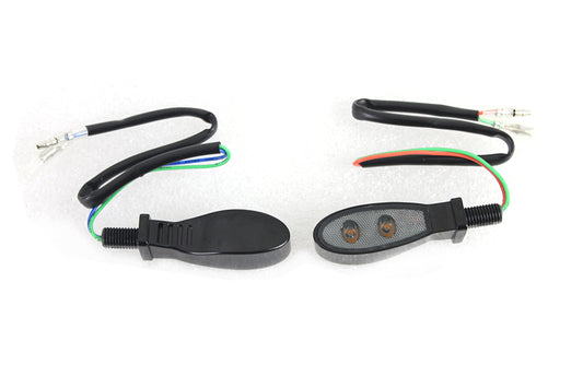 HARLEY Black Teardrop Shaped LED Turn Signal Set with Smoked Lens fits 0- Custom, application