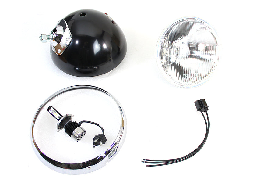 HARLEY 7 inch 12 Volt LED Headlamp Black fits 1949-1959 FL, application