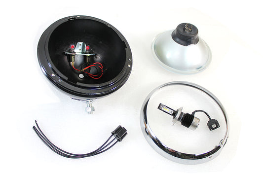 HARLEY 7 inch 12 Volt LED Headlamp Black fits 1949-1959 FL, application