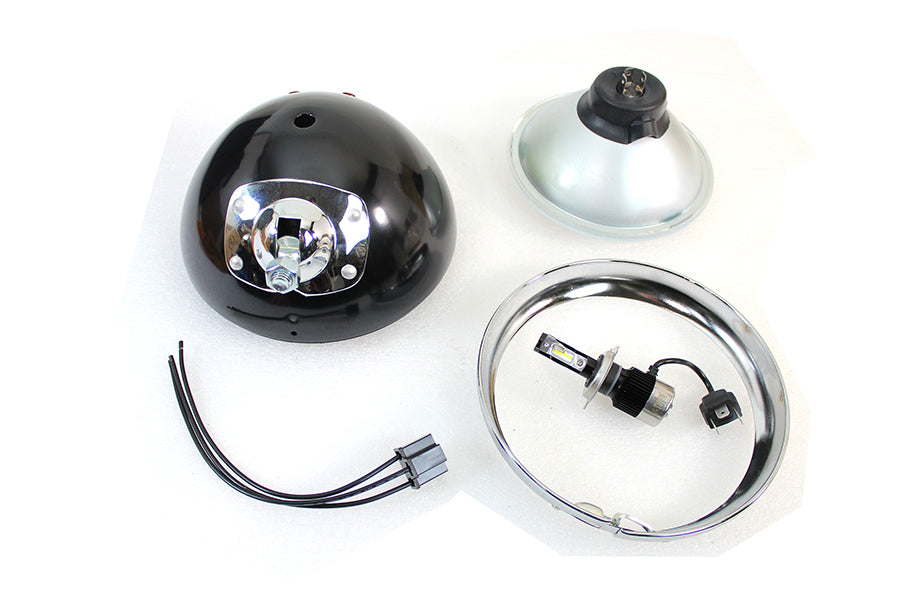 HARLEY 7 inch 12 Volt LED Headlamp Black fits 1949-1959 FL, application