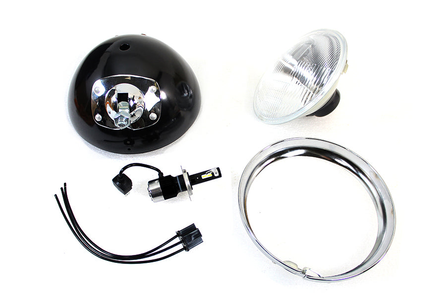 HARLEY 7 inch 12 Volt LED Headlamp Black fits 1949-1959 FL, application
