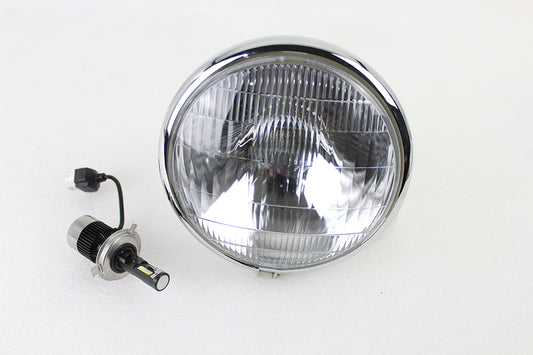 HARLEY 6-1/2 inch Spring Fork H-4/LED Headlamp Unit Chrome fits 1936-1948 EL, 1936-1952 W, 1937-1957 G, 1941-1948 FL,