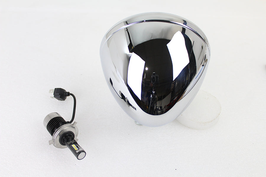 HARLEY 6-1/2 inch Spring Fork H-4/LED Headlamp Unit Chrome fits 1936-1948 EL, 1936-1952 W, 1937-1957 G, 1941-1948 FL,