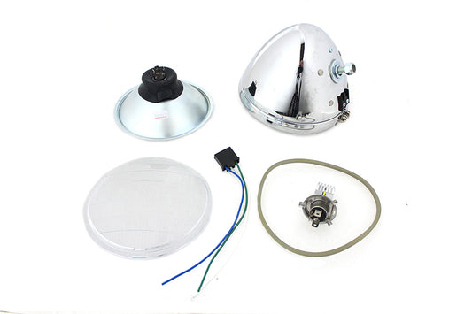 HARLEY 6-1/2 inch Spring Fork 6 Volt LED Headlamp Chrome fits 1936-1948 EL, 1941-1948 FL,