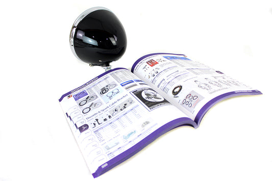 HARLEY 6 Volt LED Spring Fork Headlamp Black fits 1936-1948 EL, 1941-1948 FL,