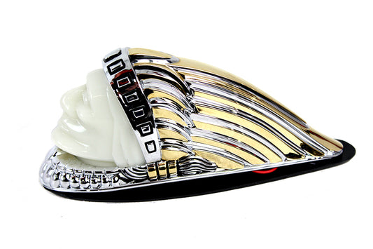 HARLEY Indian Face Front Fender Lamp Gold and Chrome Fits 0- Custom, application