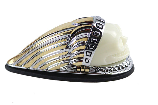 HARLEY Skull Head Front Fender Lamp Gold and Chrome Fits 0- Custom, application