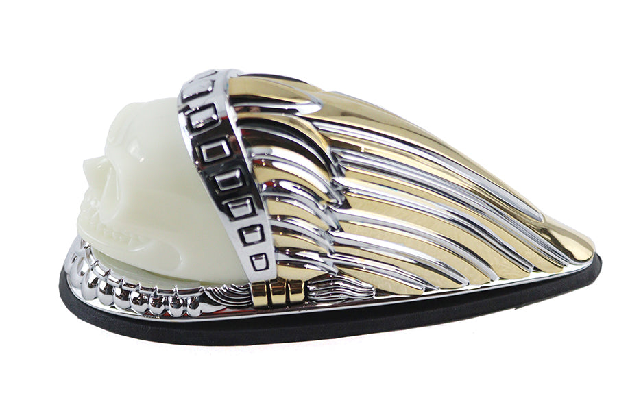 HARLEY Skull Head Front Fender Lamp Gold and Chrome fits 0- Custom, application
