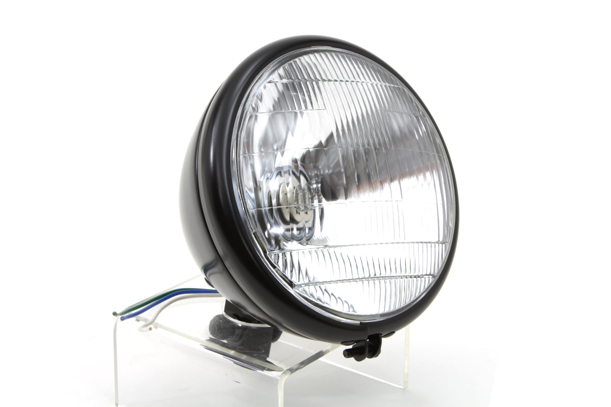HARLEY 6-1/2 inch Black Round Headlamp Assembly fits 0- Custom,