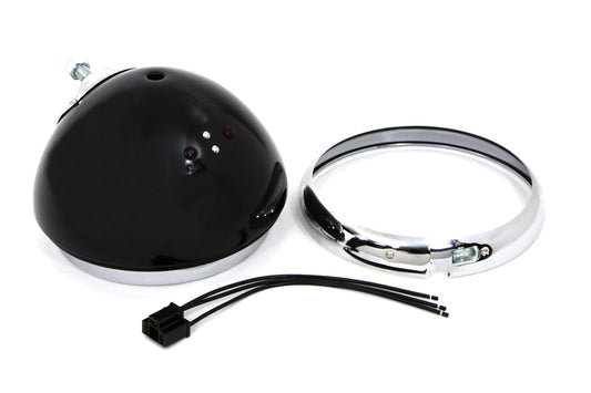 HARLEY Black 7 inch K Headlamp Housing with Chrome Rim fits 1957-1958 XL, 1954-1956 K,