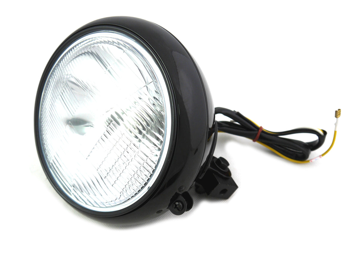 HARLEY 7 inch Headlamp Assembly H-4 Type Black fits 1986-1999 FLST, 1990-1999 FLSTF,