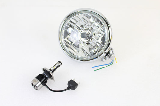 HARLEY 5-3/4 inch Bates Style 12 Volt LED Headlamp Chrome fits 0- Custom, application