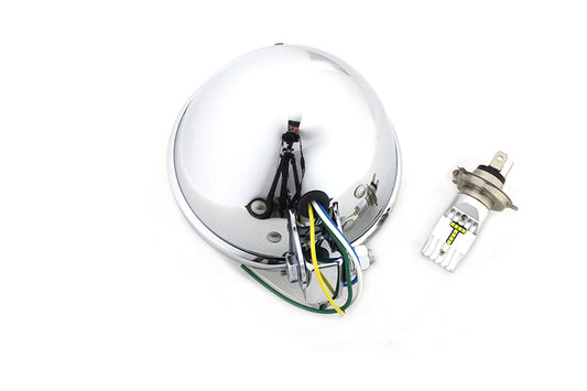 HARLEY 5-3/4 inch Bates Style 6 Volt LED Headlamp Chrome fits 0- Custom, application