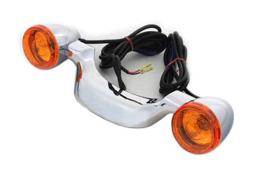 HARLEY Chrome Rear Turn Signal Bar with Lamp fits 1999-2008 FLHR, 1999-2008 FLHT, 1999-2008 FLHTC, 1999-2008 FLHTCU, 1999-2008 FLTR, 1999-2008 FLHX,