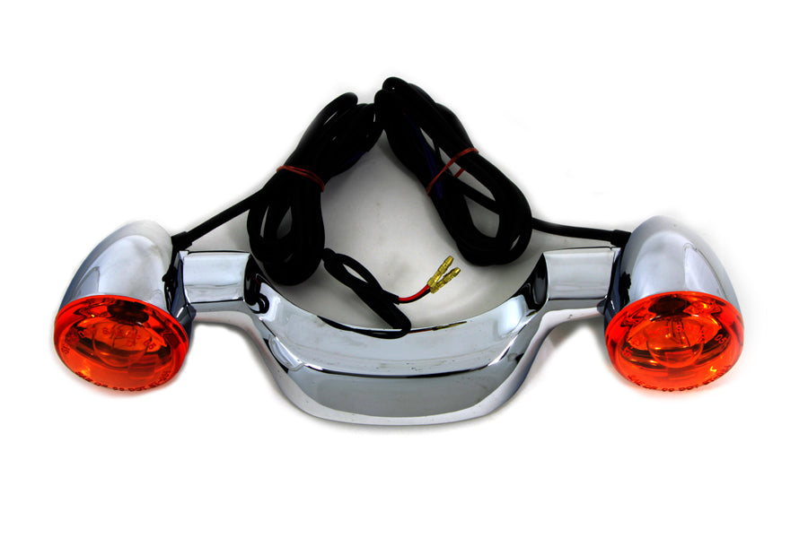 HARLEY Chrome Rear Turn Signal Bar with Lamp fits 1999-2008 FLHR, 1999-2008 FLHT, 1999-2008 FLHTC, 1999-2008 FLHTCU, 1999-2008 FLTR, 1999-2008 FLHX,