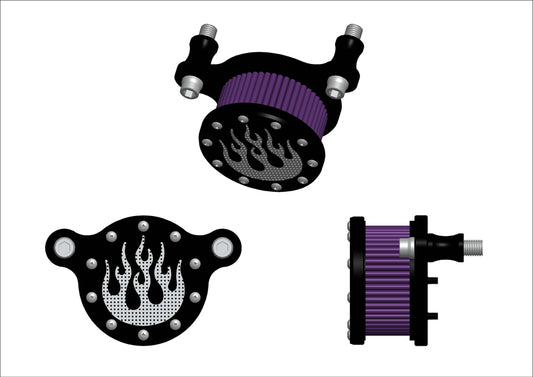 HARLEY Wyatt Gatling Luftfilter Kit Chrom Passt 2001-2015 FXST, 2001-2015 FLST, 2000-2017 FXD,