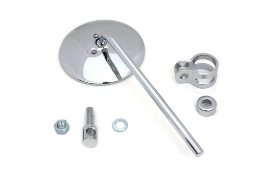 HARLEY Replica Round Mirror with Round Stem Chrome fits 0- Custom, application to clamp on to right or left side