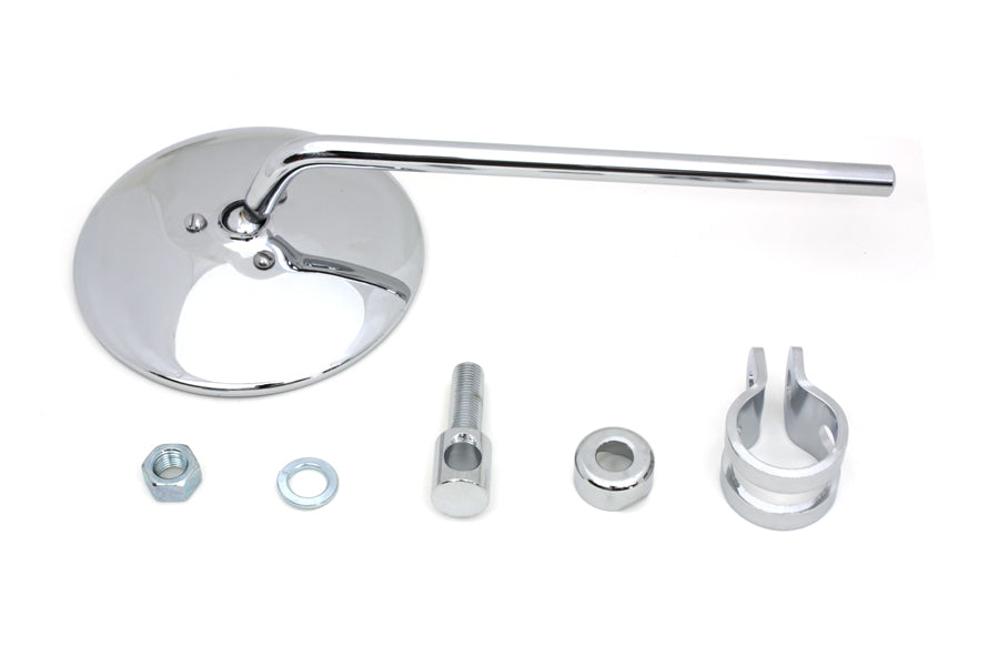 HARLEY Replica Round Mirror with Round Stem Chrome fits 0- Custom, application to clamp on to right or left side