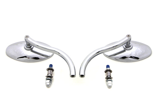HARLEY Wyatt Gatling Chrom Ovalspiegel Set mit Kontur Rund passend für alle Modelle ab 1965, für links und