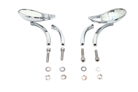 HARLEY Tropfenförmiger Spiegelsatz mit massiven Billet-Stielen, Chrom, passend für alle Modelle ab 1965, für links und rechts