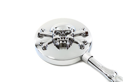 HARLEY Round Skull Mirror Set with Bone Stems fits 1965-UP All, models for left and right side application