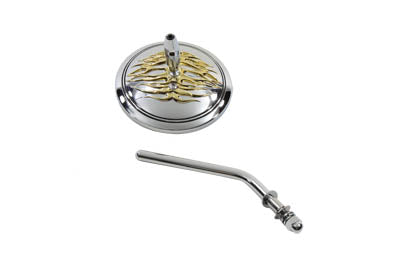 HARLEY Round Flame Mirror Chrome fits 1965-UP All, models for left or right side application
