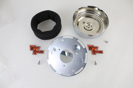 HARLEY Wyatt Gatling 7 Zoll runder Luftfilter-Kit mit Chromabdeckung passend für 2008-UP FLH,