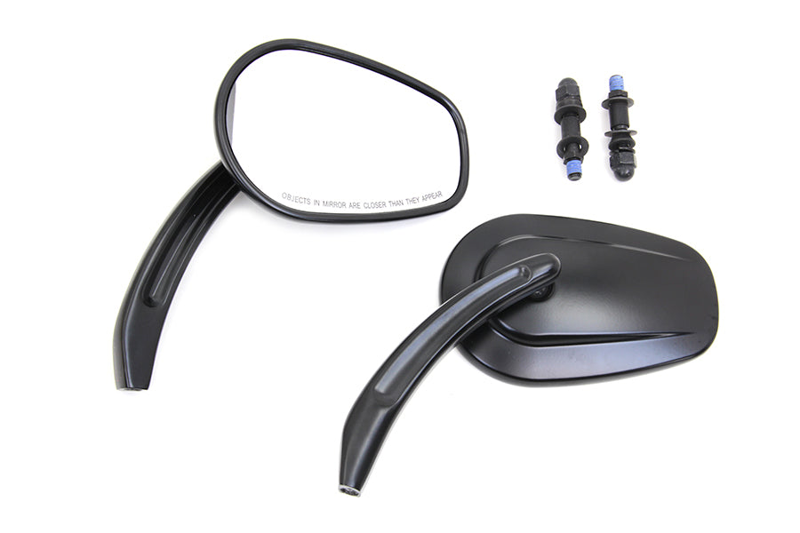 HARLEY Rectangle Taper Mirror Set with Billet Stems Black fits 1965-UP All, models