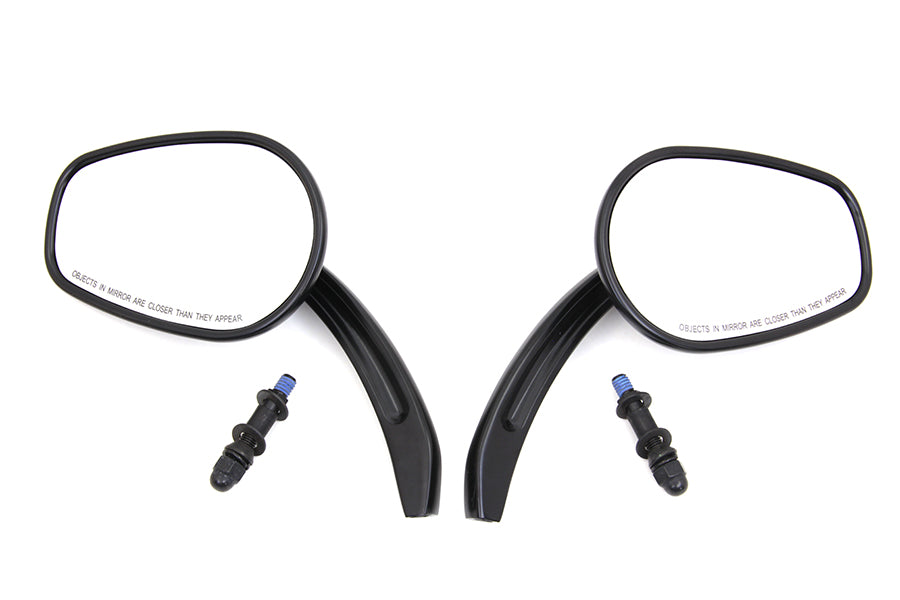 HARLEY Rectangle Taper Mirror Set with Billet Stems Black fits 1965-UP All, models