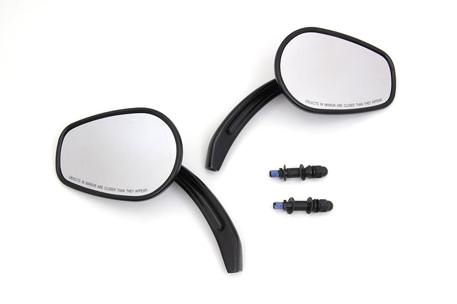 HARLEY Rectangle Taper Mirror Set with Billet Stems Black fits 1965-UP All, models