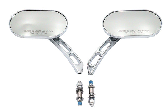 HARLEY Oblong Spiegel Set Chrom Billet Passend für alle Modelle ab 1965, für links und rechts
