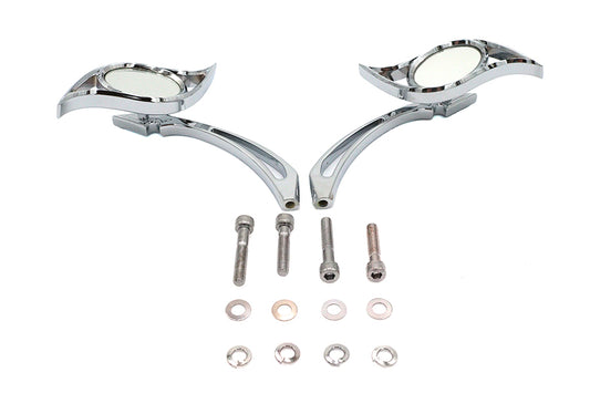 HARLEY Villain Spiegel-Set mit Speer-Stielen Chrom Passt 1965-UP Alle Modelle, für linke und rechte Seite a
