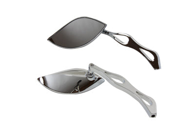 HARLEY Baroque Mirror Set with Billet Teardrop Stems fits 1965-UP All, models for left and right side application