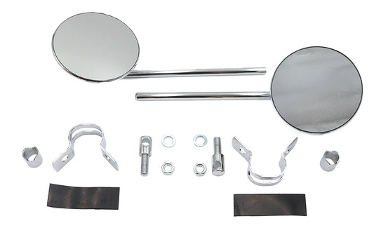 HARLEY Round Mirror Set Chrome Fits 0- Custom, application to clamp onto left and right side