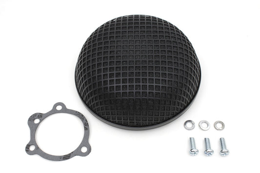 HARLEY Wyatt Gatling runder schwarzer Mesh-Luftfilter passend für 1972-1984 FL, 1972-1984 FX, 1984-1989 FXS