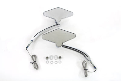 HARLEY Diamond Shape Mirror Set with Billet Stems fits 0- All, models for left and right application